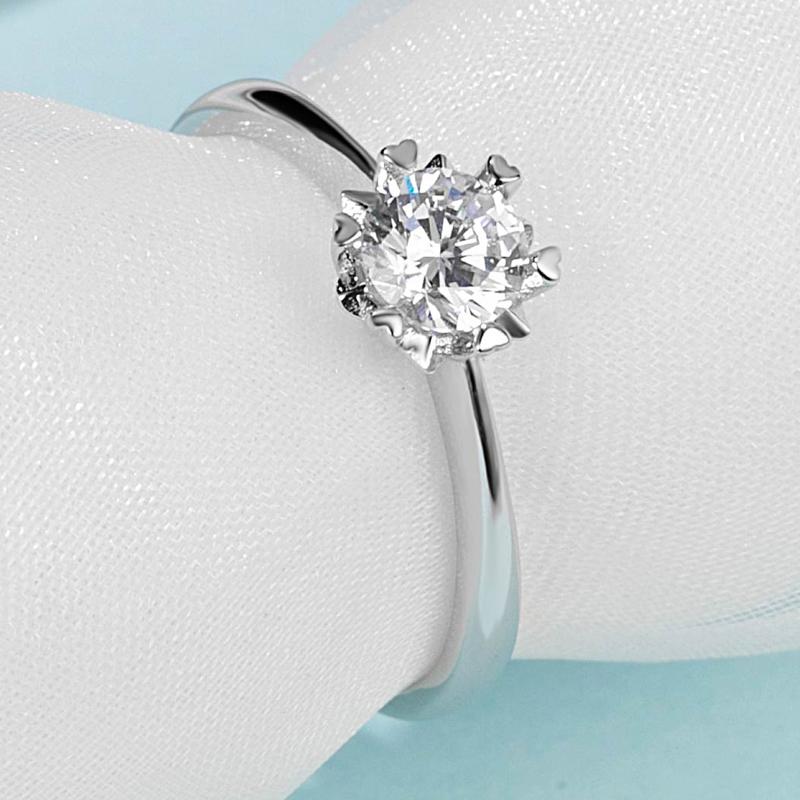 925 Sterling Silver Round Cz Solitaire Ring