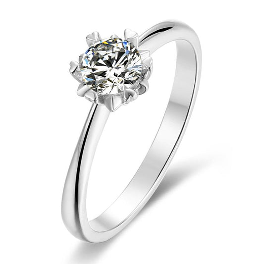 925 Sterling Silver Round Cz Solitaire Ring