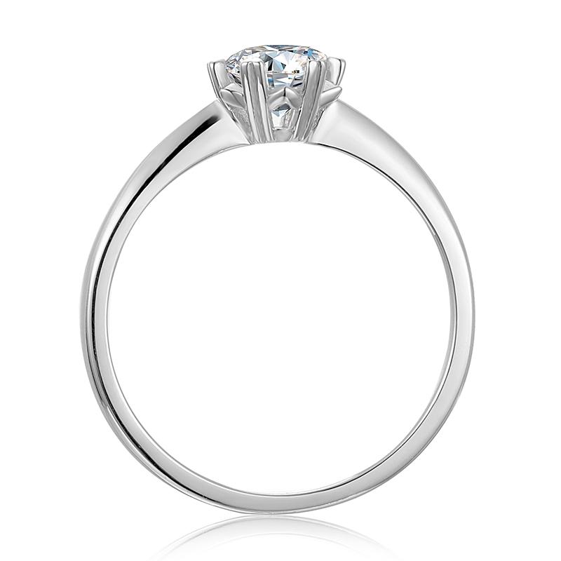 925 Sterling Silver Round Cz Solitaire Ring