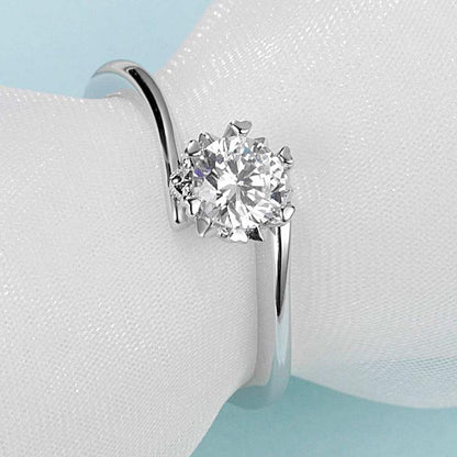 925 Sterling Silver Round CZ Swirl Solitaire Ring