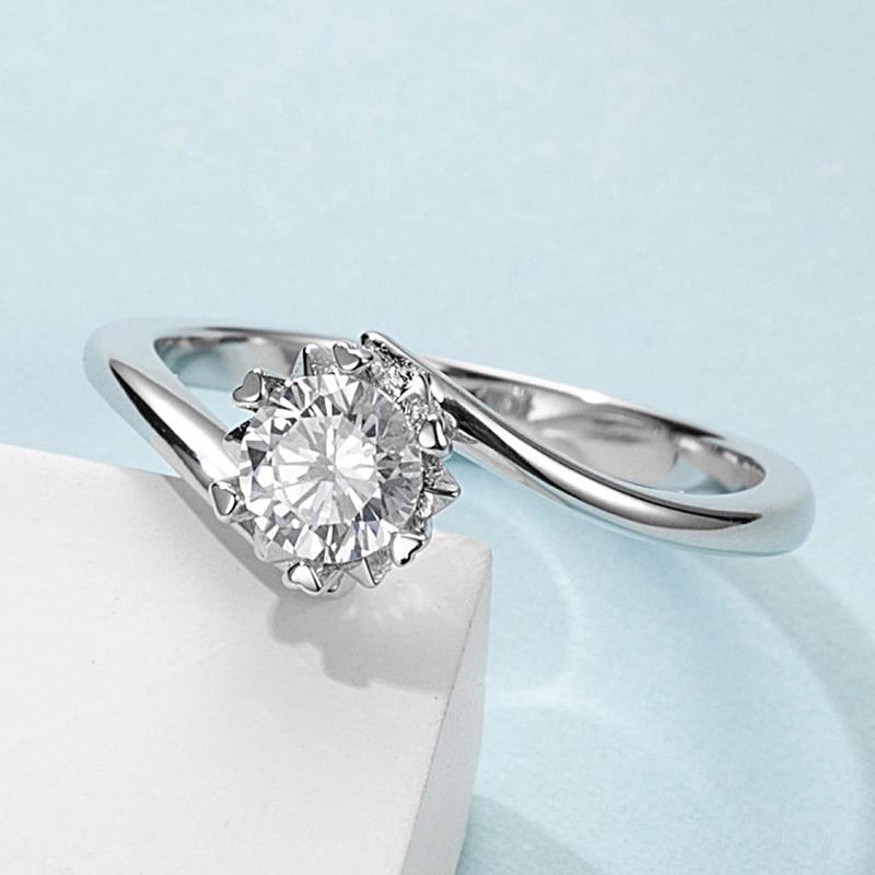 925 Sterling Silver Round CZ Swirl Solitaire Ring