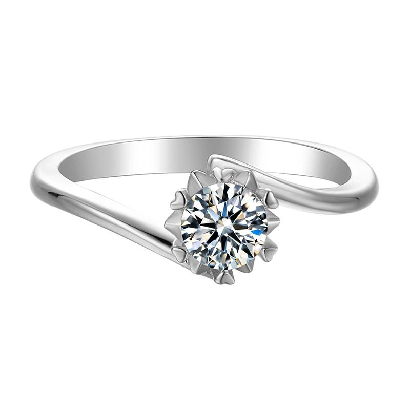 925 Sterling Silver Round CZ Swirl Solitaire Ring