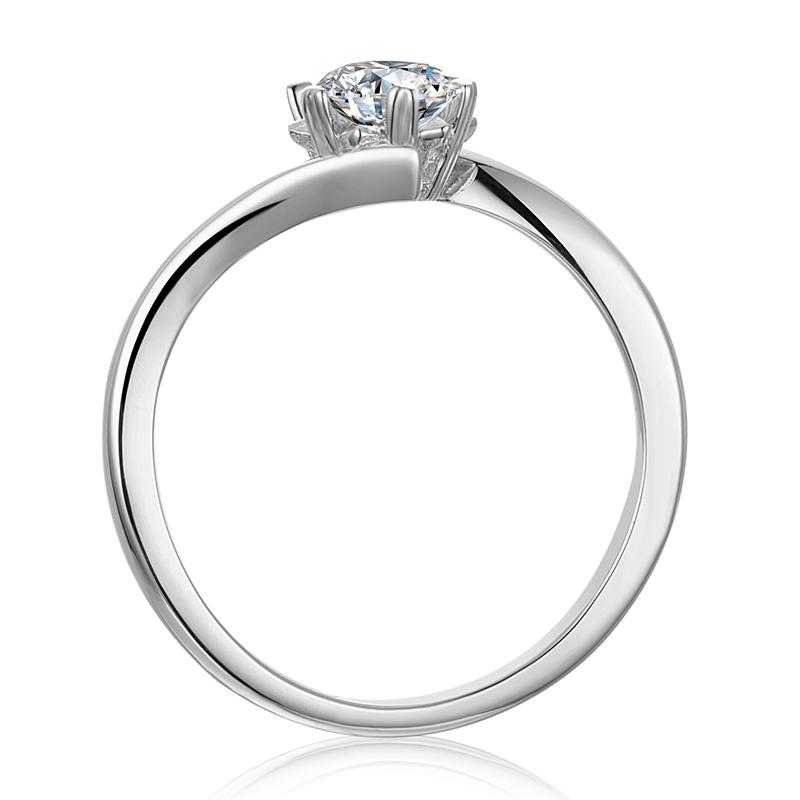 925 Sterling Silver Round CZ Swirl Solitaire Ring