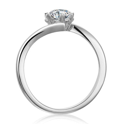 925 Sterling Silver Round CZ Swirl Solitaire Ring