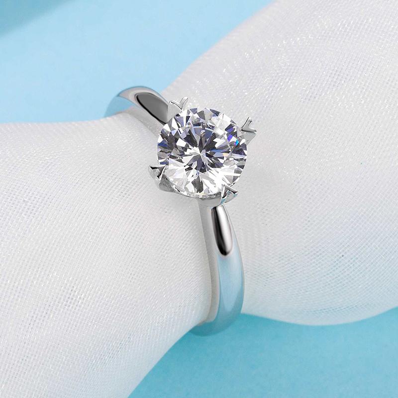 925 Sterling Silver  Classic Round Cut CZ Four Prong Solitaire Ring