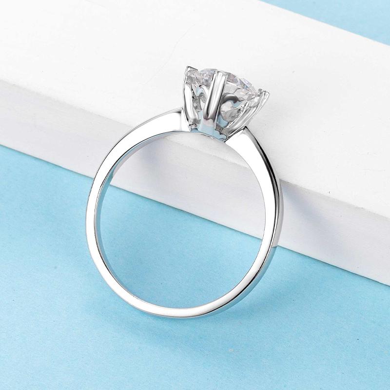 925 Sterling Silver  Classic Round Cut CZ Four Prong Solitaire Ring