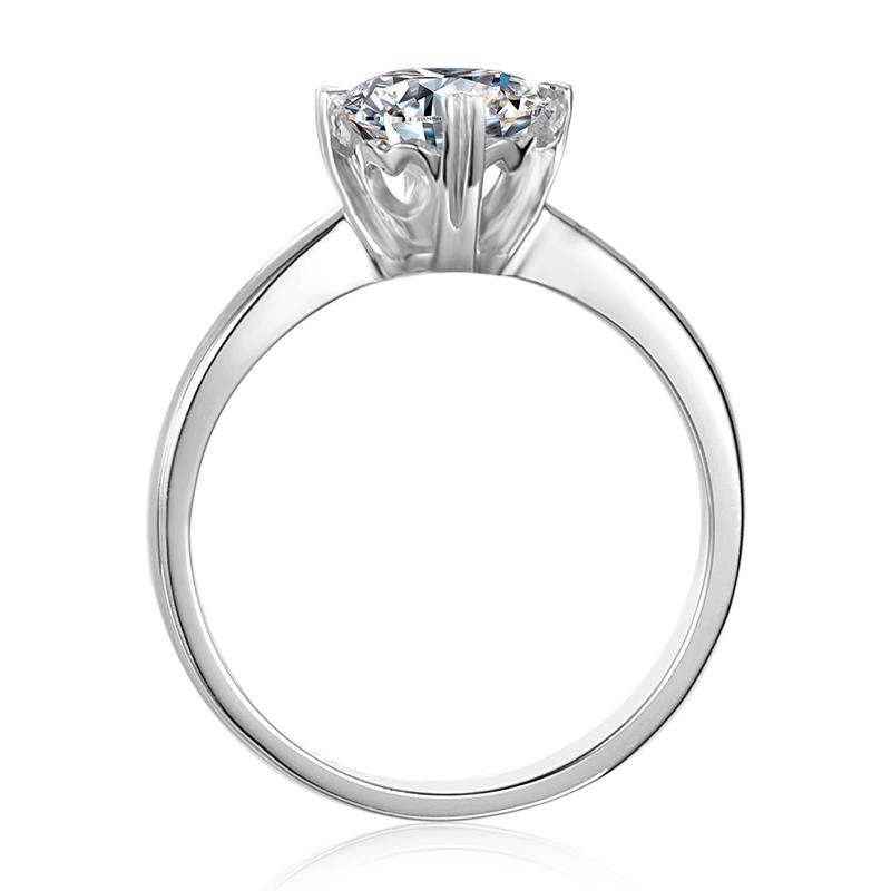 925 Sterling Silver  Classic Round Cut CZ Four Prong Solitaire Ring