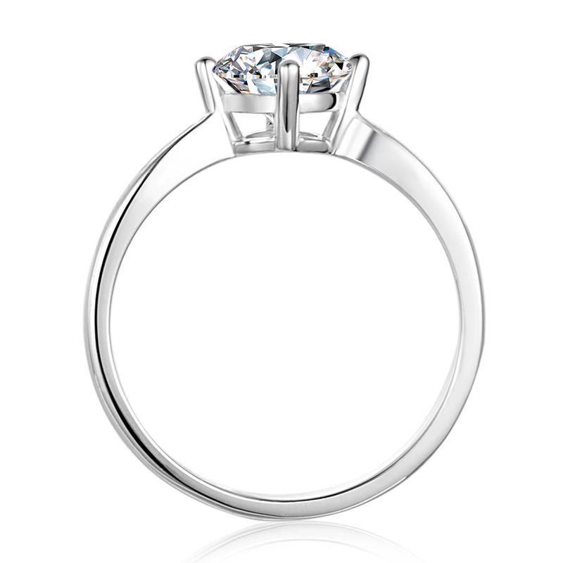 925 Sterling Silver  Classic Round Cut CZ Four Micro Setting Solitaire Ring