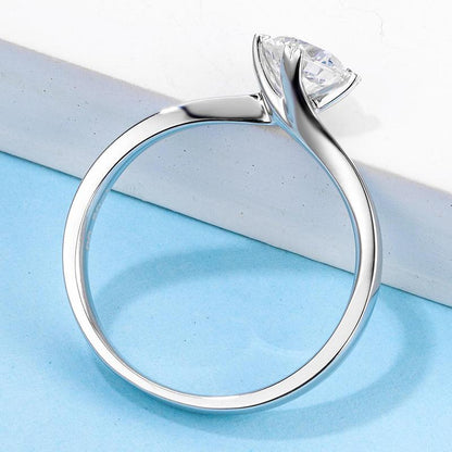 925 Sterling Silver Round 925 Solitaire Swirl Ring