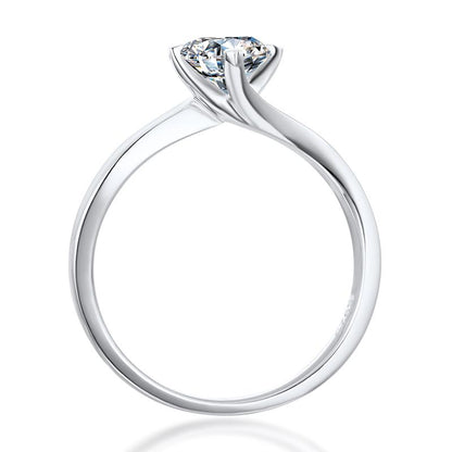 925 Sterling Silver Round 925 Solitaire Swirl Ring