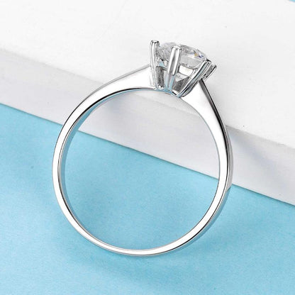 925 Sterling Silver Classic Round Cut CZ Six Prong Solitaire Ring