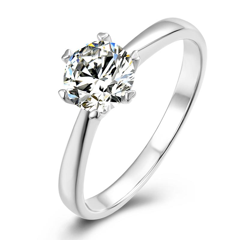 925 Sterling Silver Classic Round Cut CZ Six Prong Solitaire Ring