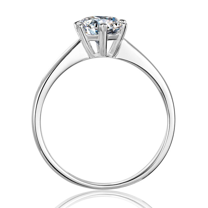 925 Sterling Silver Classic Round Cut CZ Six Prong Solitaire Ring