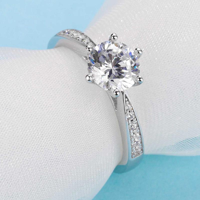 925 Sterling Silver Classic Round Cut CZ Six Prong Solitaire Ring