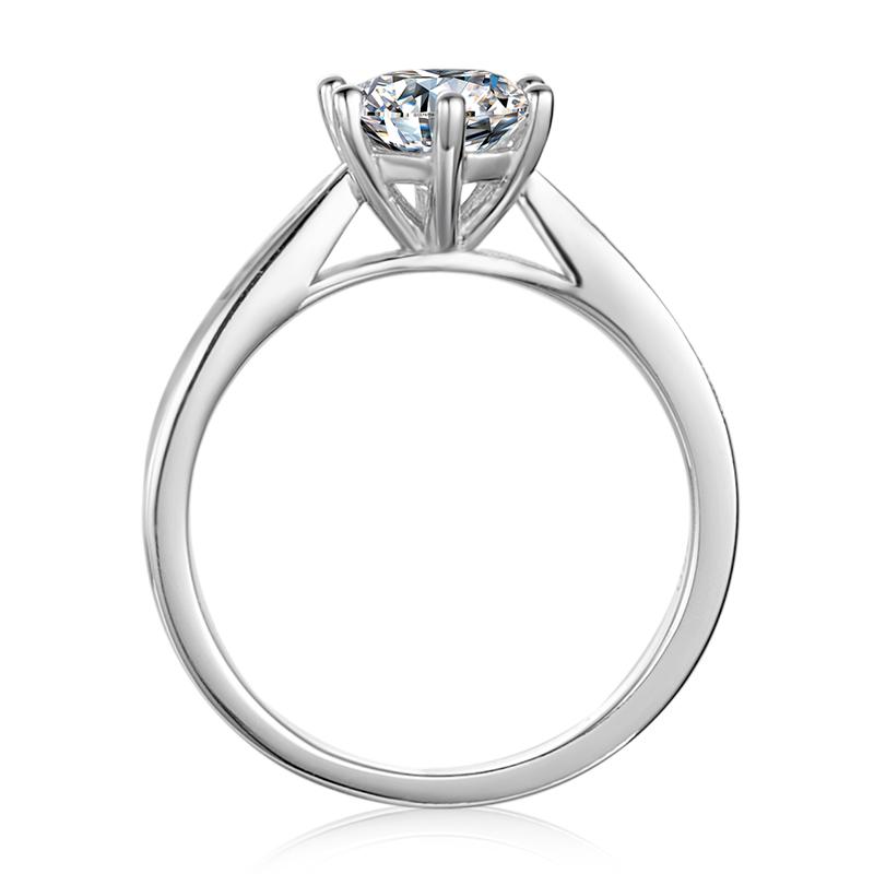 925 Sterling Silver Classic Round Cut CZ Six Prong Solitaire Ring