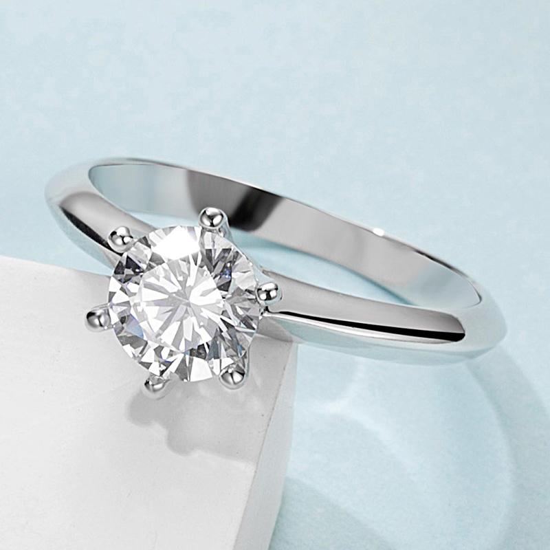 925 Sterling Silver Classic Round Cut CZ Six Prong Solitaire Ring