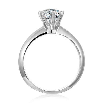 925 Sterling Silver Classic Round Cut CZ Six Prong Solitaire Ring