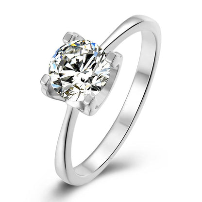 925 Sterling Silver Classic Round Cut CZ Solitaire Ring