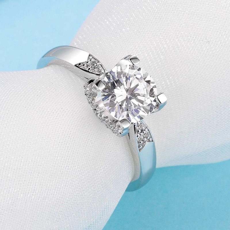 925 Sterling Silver Classic Round Cut CZ Multi Stone Setting Ring