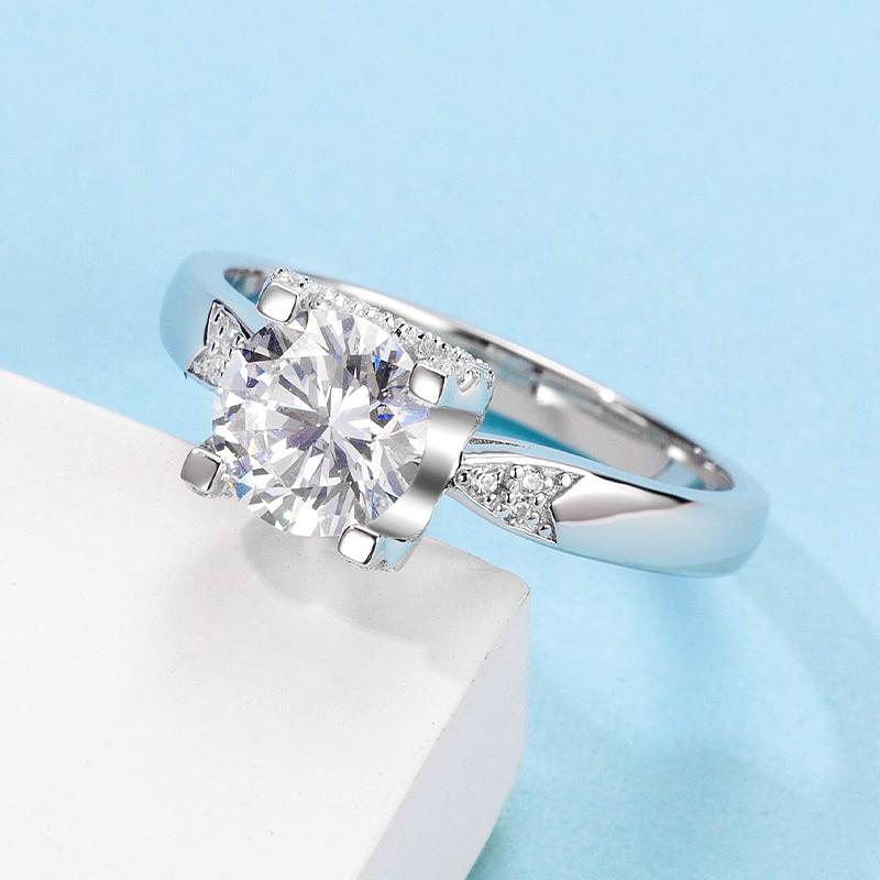 925 Sterling Silver Classic Round Cut Multi Stone CZ  Ring