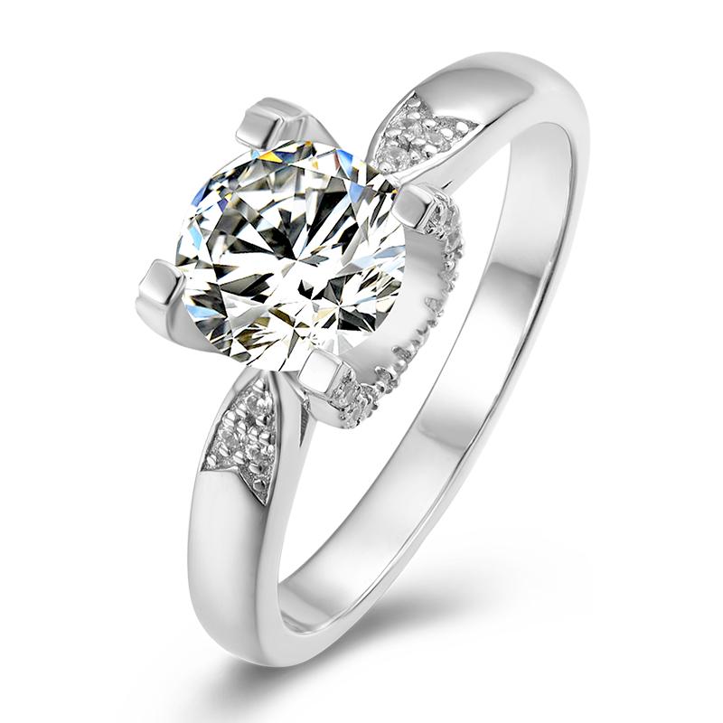 925 Sterling Silver Classic Round Cut CZ Multi Stone Setting Ring