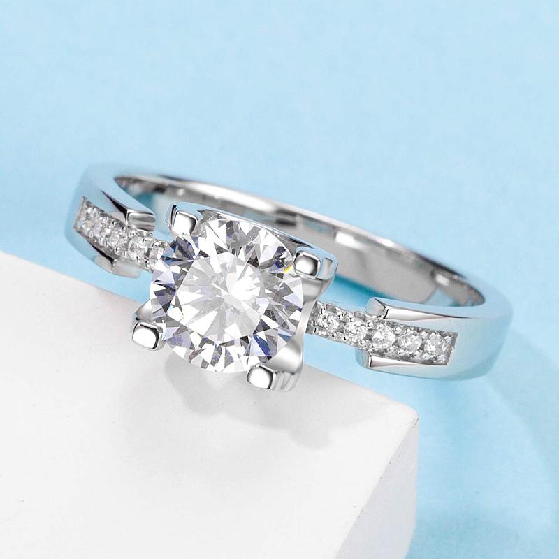 925 Silver Sterling Classic Round Cut CZ Semi Pave Setting Rings