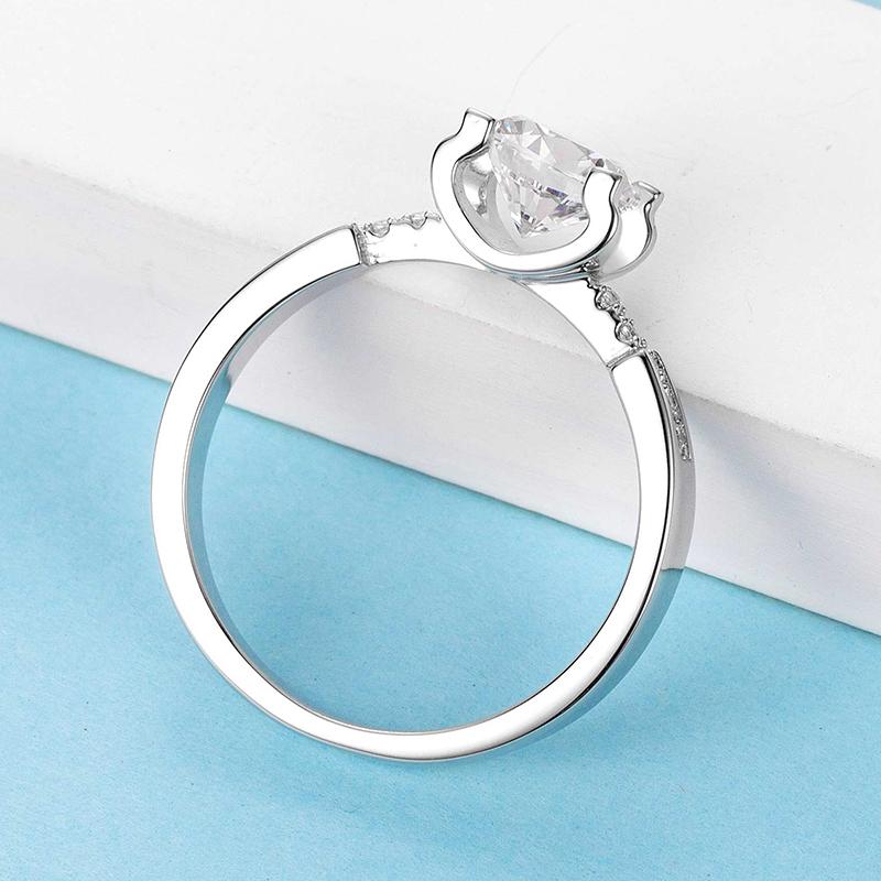 925 Silver Sterling Classic Round Cut CZ Semi Pave Setting Rings