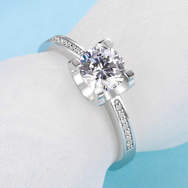 925 Silver Sterling Classic Round Cut CZ Pave Ring