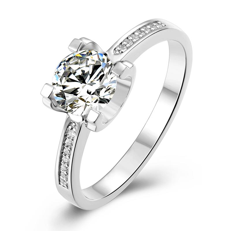 925 Silver Sterling Classic Round Cut CZ Pave Ring