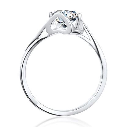 925 Sterling Silver Classic Round Cut CZ Angle Solitaire Rings