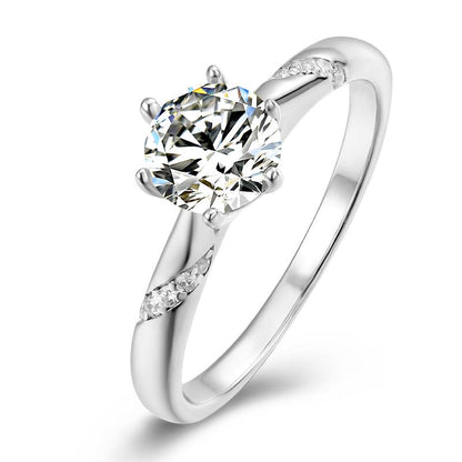 925 Sterling Silver Classic Round Cut CZ Multi Stone Ring