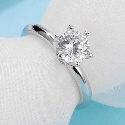 925 Sterling Silver Classic Round Cut CZ Fashion Solitaire Ring