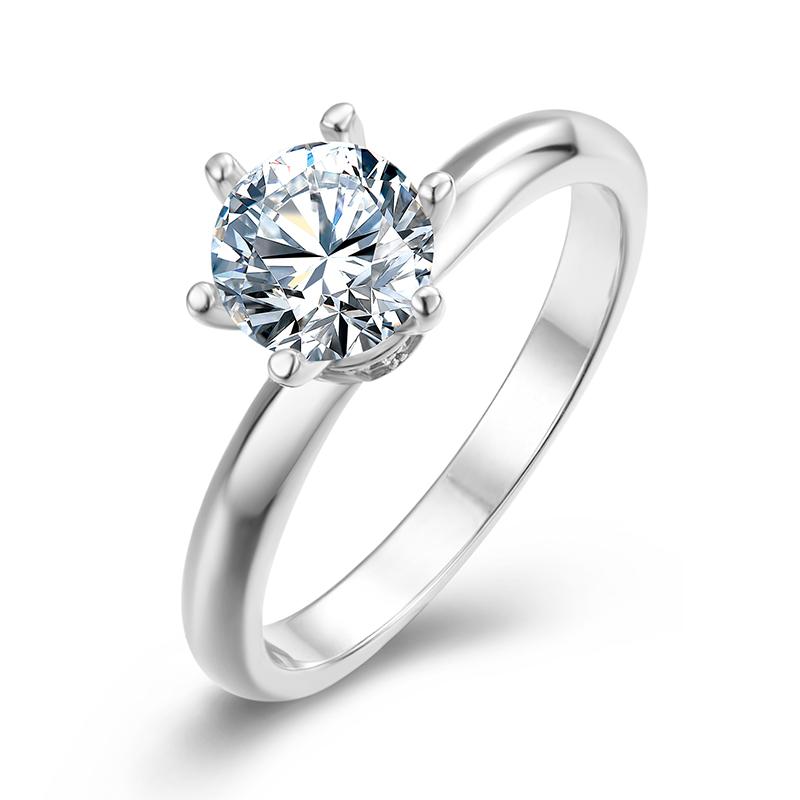 925 Sterling Silver Classic Round Cut CZ Fashion Solitaire Ring