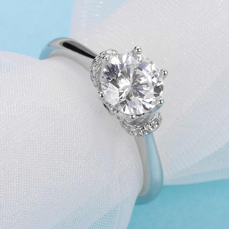 925 Sterling Silver  Classic Round Cut CZ Love Solitaire Ring