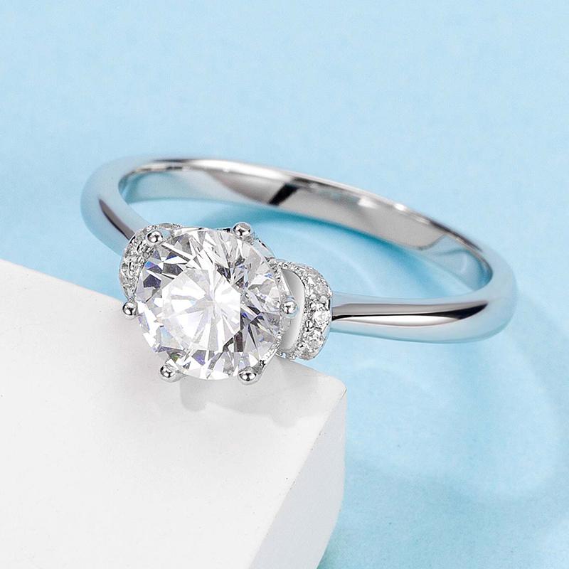 925 Sterling Silver  Classic Round Cut CZ Love Solitaire Ring