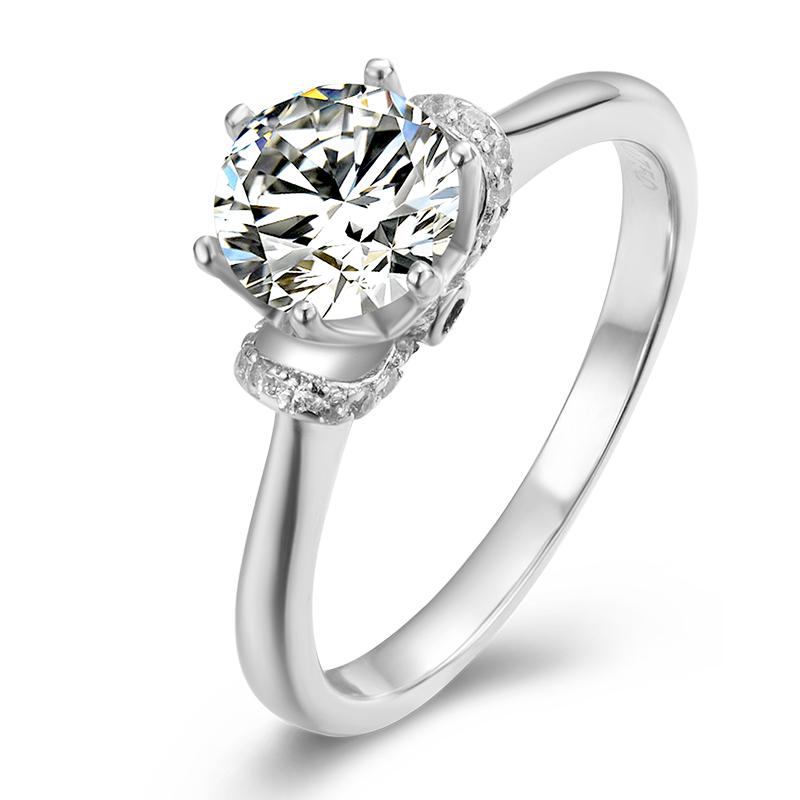 925 Sterling Silver  Classic Round Cut CZ Love Solitaire Ring