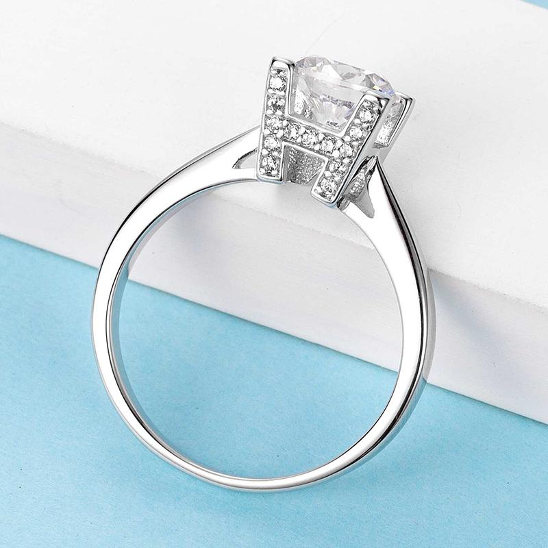 925 Sterling Silver  Classic Round Cut CZ HW Letter Solitaire Ring