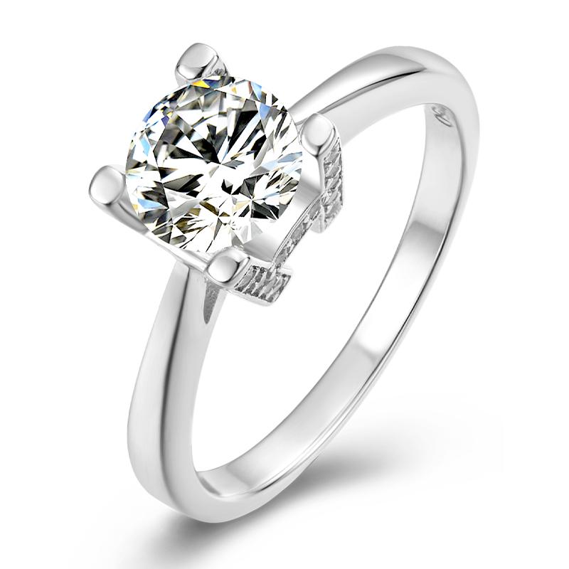 925 Sterling Silver  Classic Round Cut CZ HW Letter Solitaire Ring