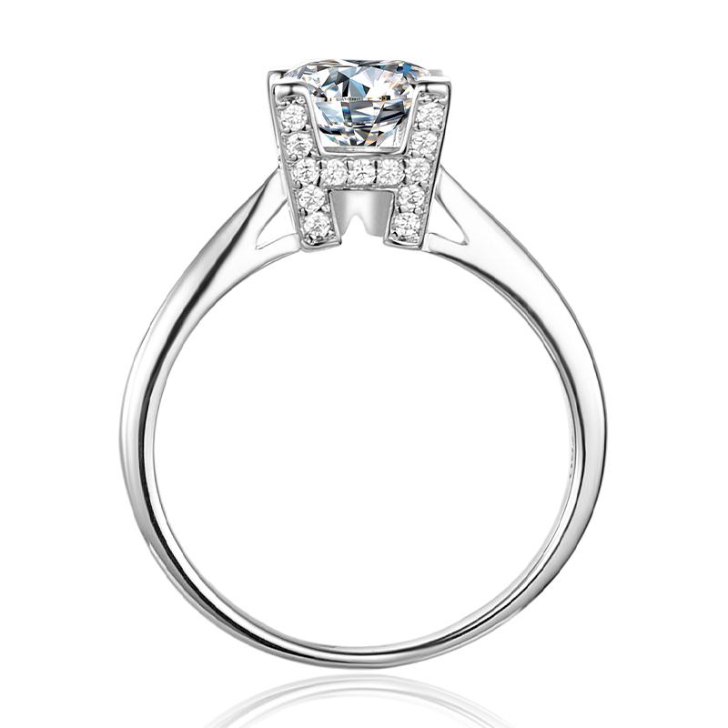 925 Sterling Silver  Classic Round Cut CZ HW Letter Solitaire Ring