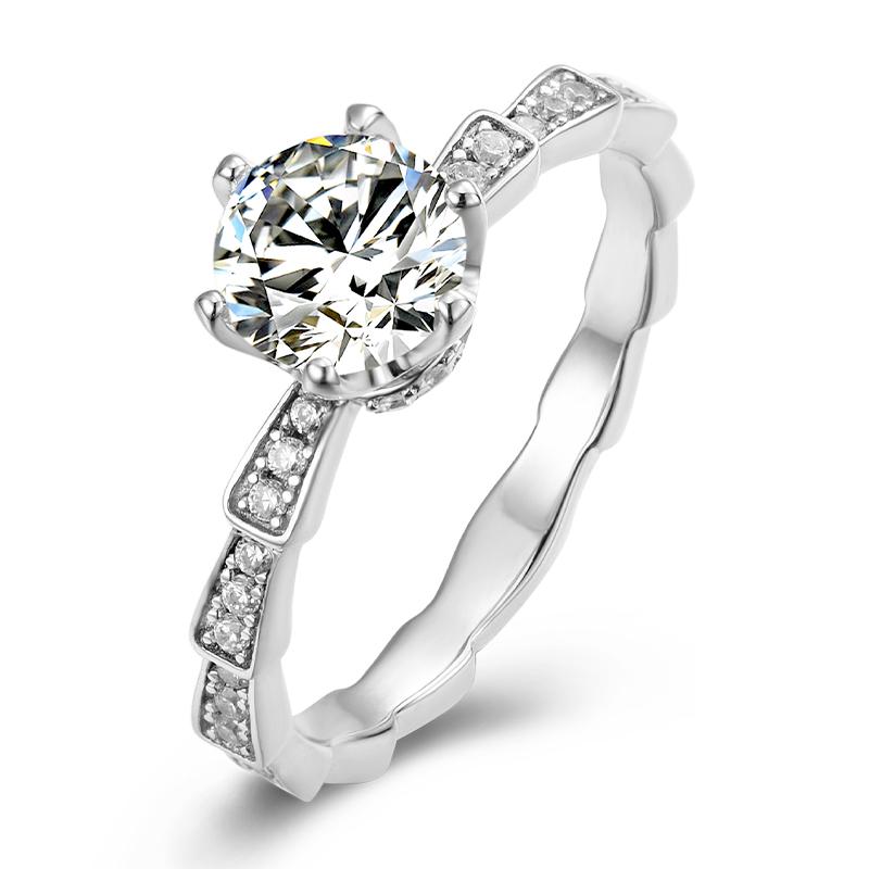 925 Sterling Silver  Classic Round Cut CZ Pave Ring