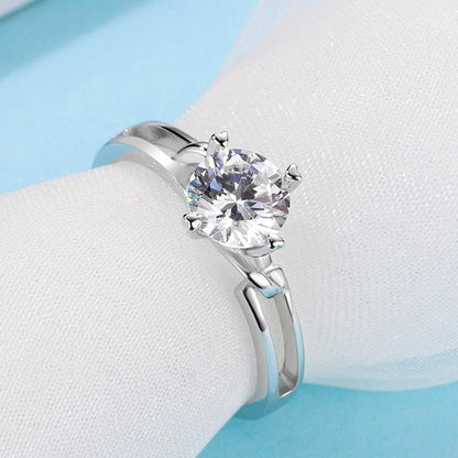 925 Sterling Silver Classic Round Cut CZ Butterfly Solitaire Ring