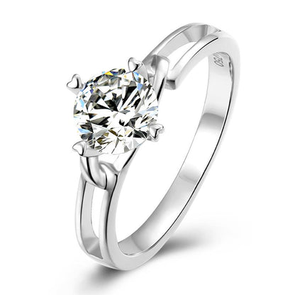 925 Sterling Silver Classic Round Cut CZ Butterfly Solitaire Ring