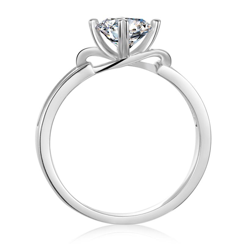 925 Sterling Silver Classic Round Cut CZ Butterfly Solitaire Ring