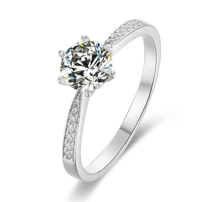 925 Sterling Silver Classic Round Cut CZ Fashion Channel Pave Ring