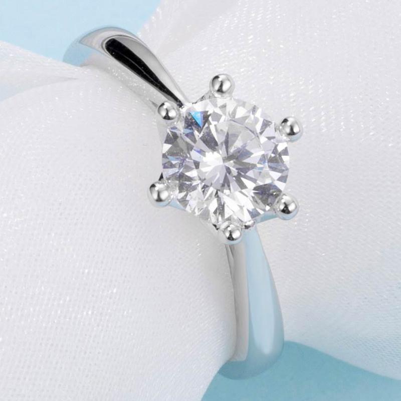 925 Sterling Silver  Classic Round Cut CZ Diamond Crown Solitaire Rings