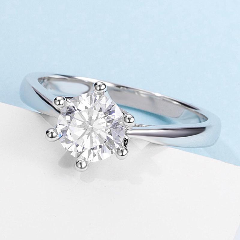 925 Sterling Silver  Classic Round Cut CZ Diamond Crown Solitaire Rings