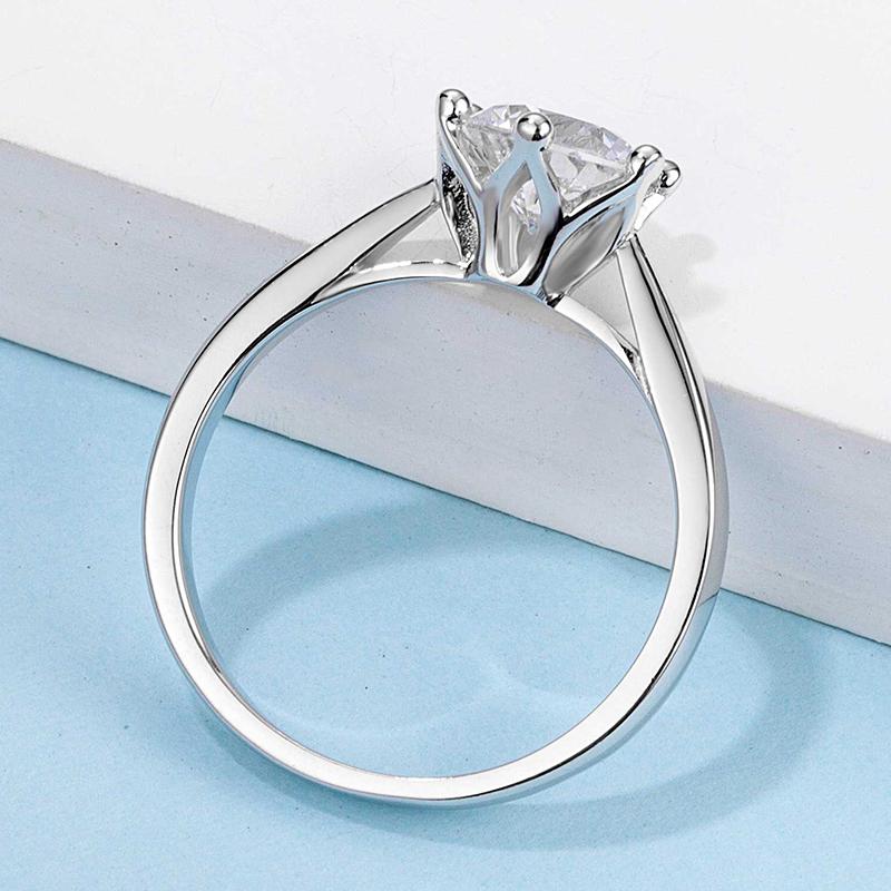 925 Sterling Silver  Classic Round Cut CZ Diamond Crown Solitaire Rings