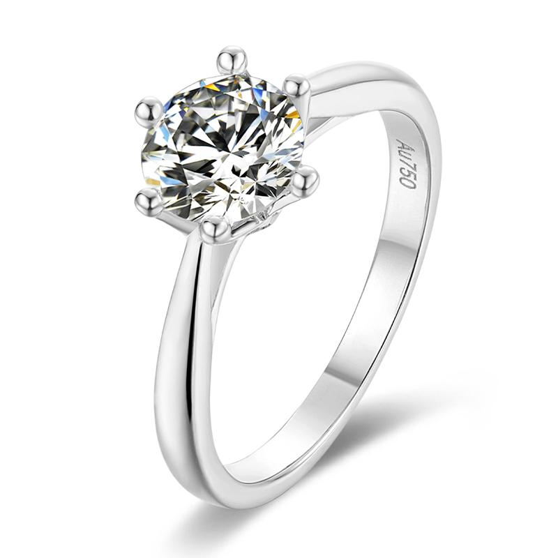 925 Sterling Silver  Classic Round Cut CZ Diamond Crown Solitaire Rings