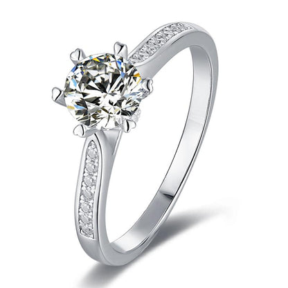 925 Sterling Silver  Classic Round Cut CZ Pave Rings