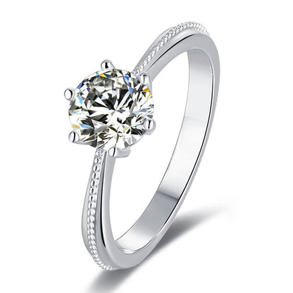 925 Sterling Silver Classic Round Cut CZ Commitment Solitaire Rings